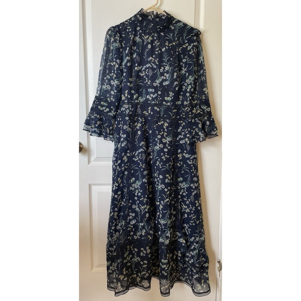 Dalia McPhee Midi Dress Floral Navy Blue Size Large - Picture 8 of 16